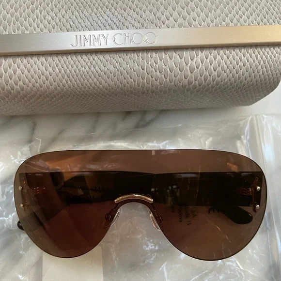 JIMMY CHOO UNISEX LEOPARD AND METAL SHIELD SUNGLASSES display picture 1
